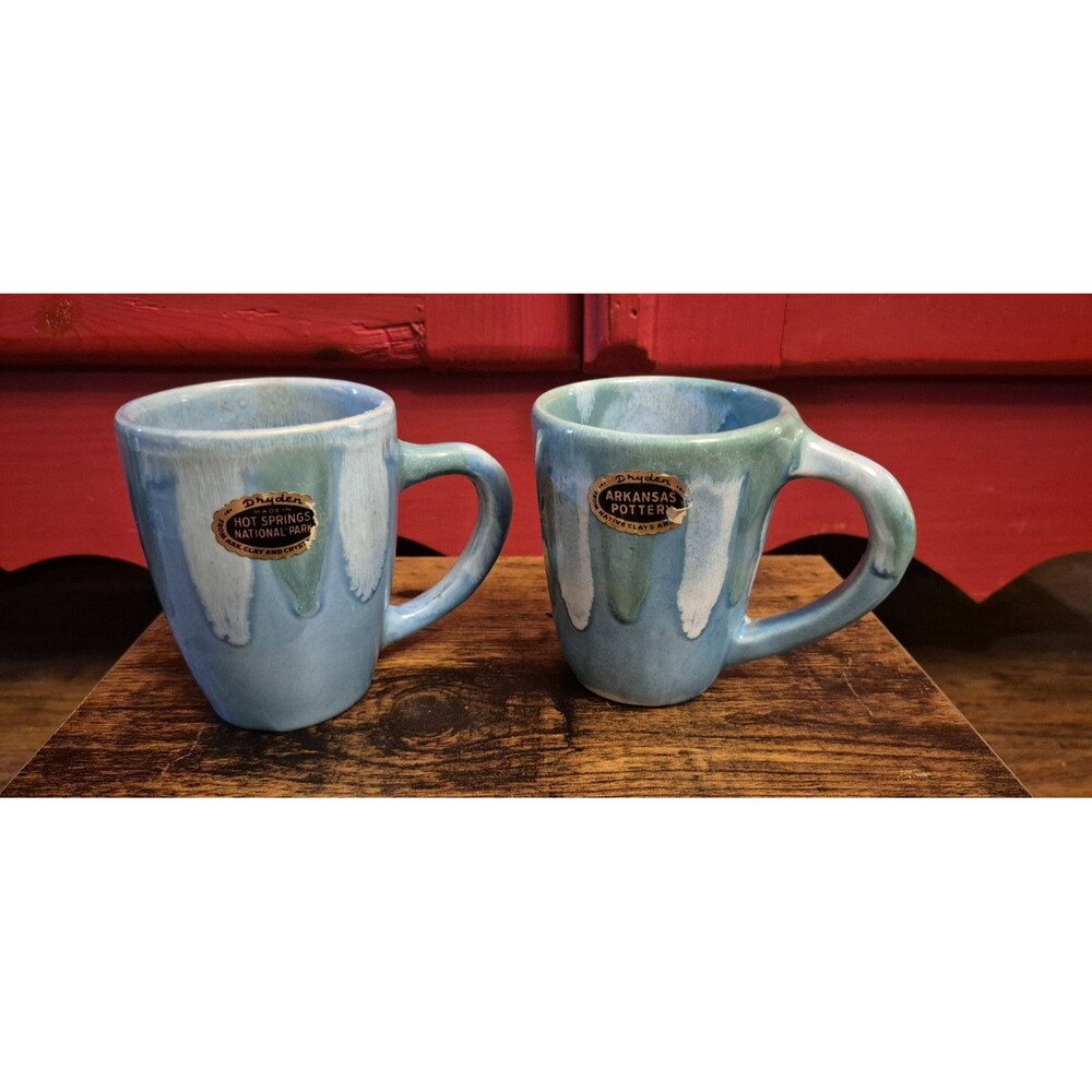 Dryden Ark Clay Pottery Mugs Hot Spring National Park Turquoise Glaze Coffee Tag